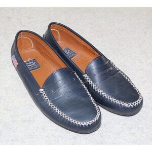 Andre Assous Women's navy blue loafer leather shoes Italy Size 7.5 Office work